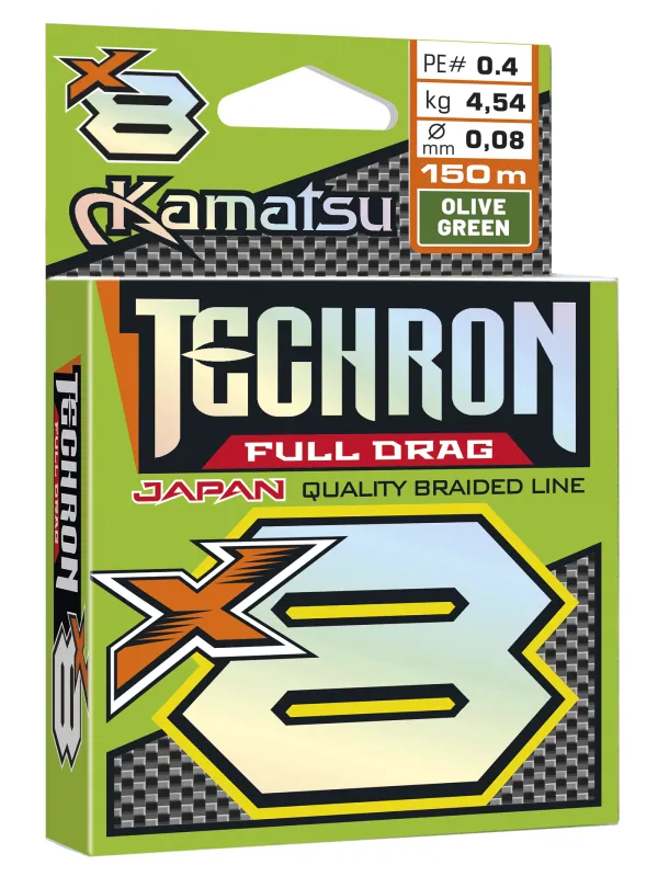 KAMATSU Techron Full Drag X8 Olive Green 0.25/150m PE 2.5