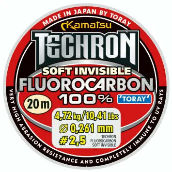 KAMATSU Techron Fluorocarbon 100% Soft Invisible 0.104mm/20m