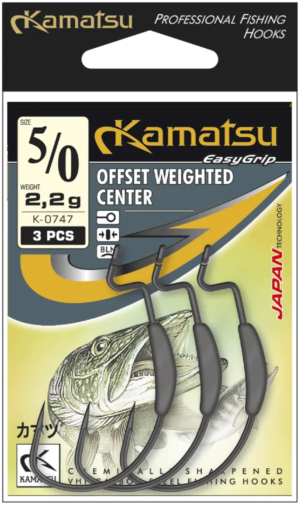 KAMATSU Kamatsu Offset Weighted Center 4/0 Black Nickel Ringed 1.5g