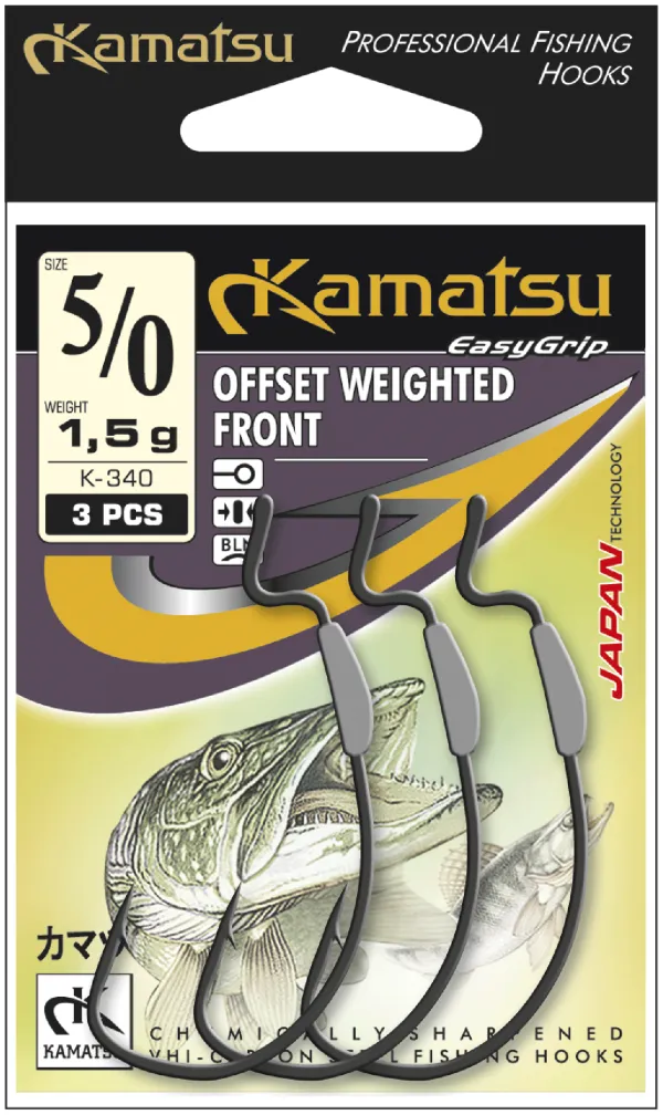 KAMATSU Kamatsu Offset Weighted Front 5/0 Black Nickel Ringed 1.5g