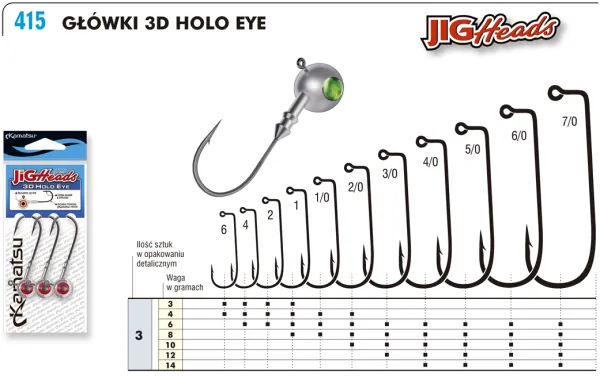 KAMATSU 3D Holo Red Eye Jig Head 1 6g