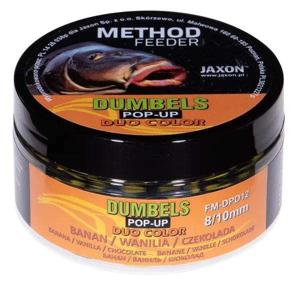 JAXON DUMBELS DUO COLOR POP-UP METHOD FEEDER BANANA/VANILLA/CHOCOLATE 30g 8/10mm