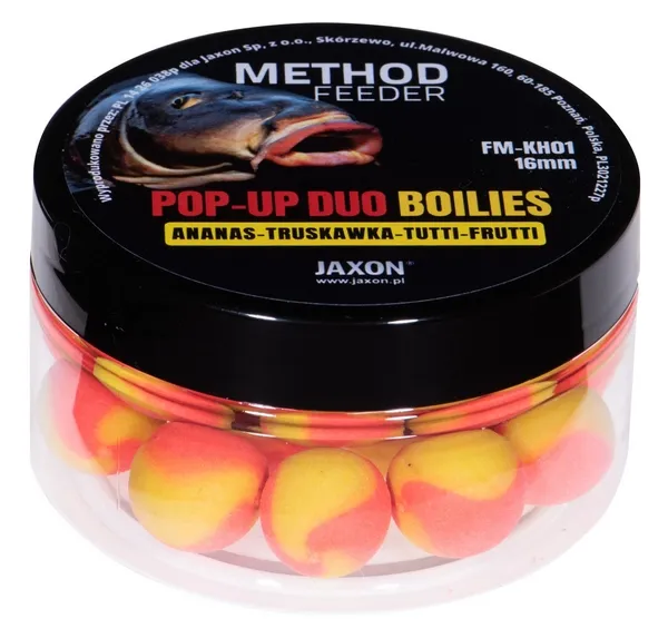 JAXON POP-UP DUO-BOILIES METHOD FEEDER PINEAPPLE/TUTTI-FRUTTI/STRAWBERRY 40g 16mm